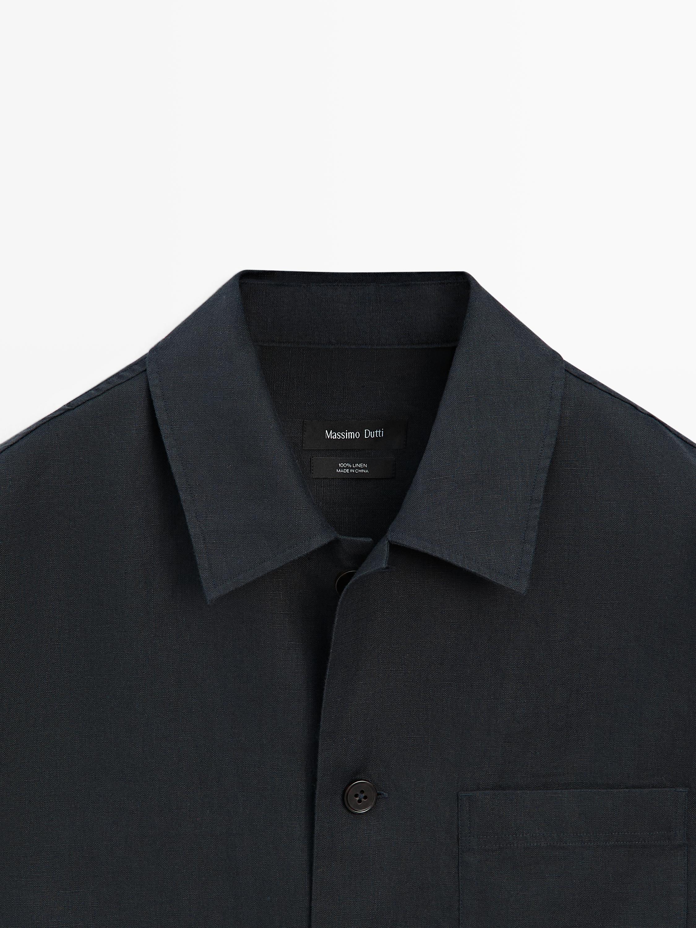 Total look linen overshirt with pocket details